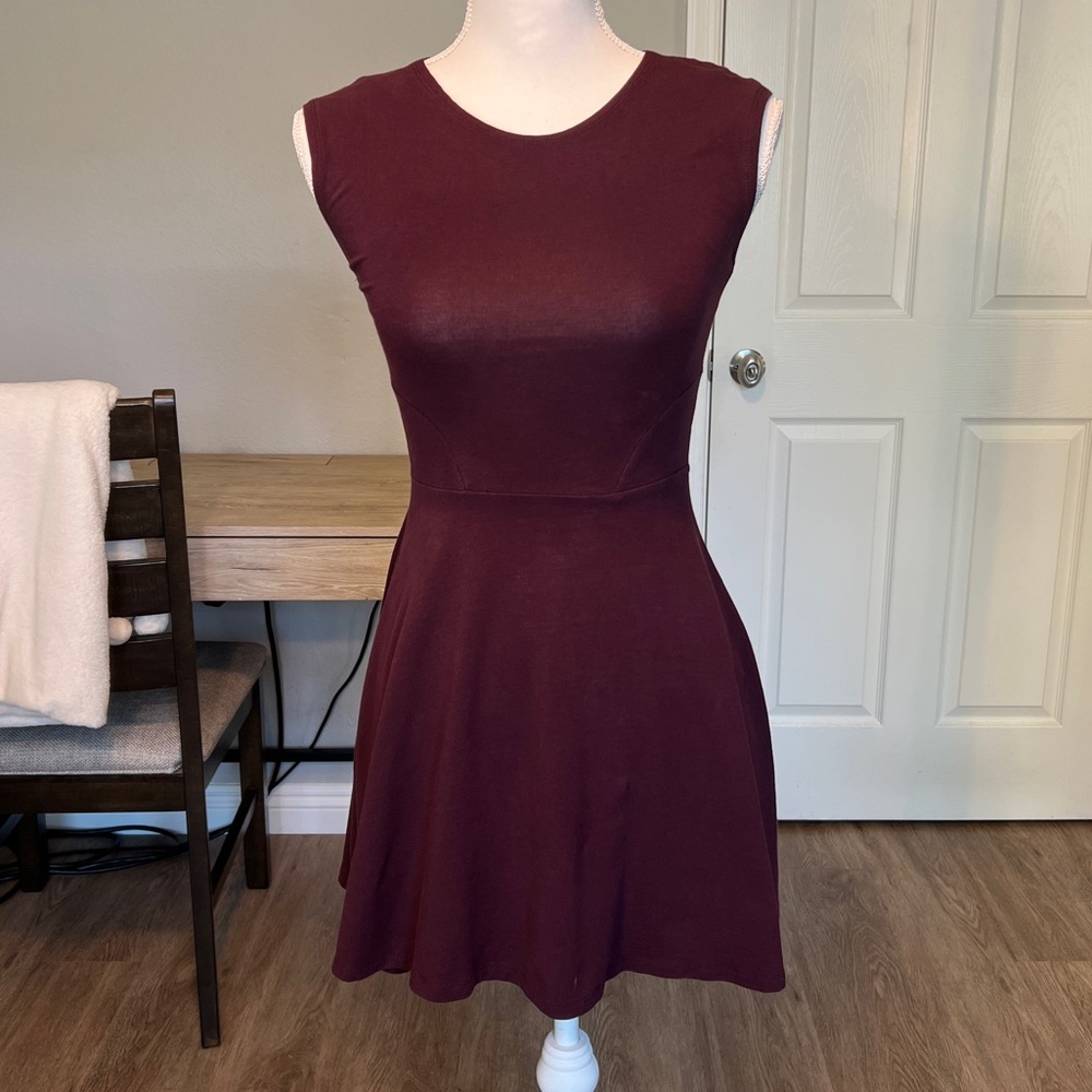 Topshop Maroon A-Line Dress